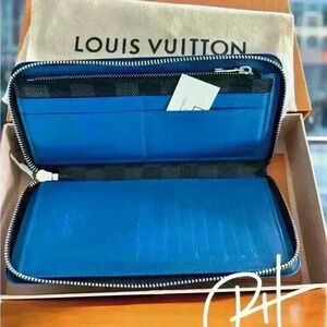 LOUIS VUITTON Damier Graphite Blue Vasco Zippy Wallet- full inclusion - box. Bag